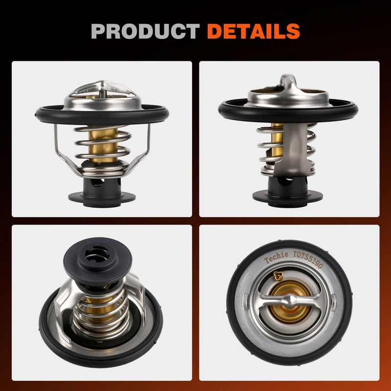 Techie Engine Coolant Thermostat RT1255,Thermostat Assembly 655190,Car Thermostat Compatible with Ford F-150 F150,Edge,Fusion,Lobo,Mustang,Transit,Explorer,Expedition,Lincoln - Image 2